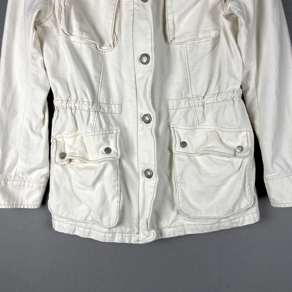 Free People Military Cargo Jacket Womens Small White Full Zip Utility Surplus - Picture 3 of 16